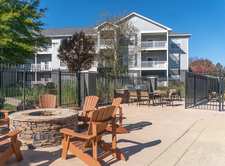 Poolside Grilling and Fire Pit with Conversational Lounge Seating at The Shallowford Apartment Homes, Chattanooga, TN 37421